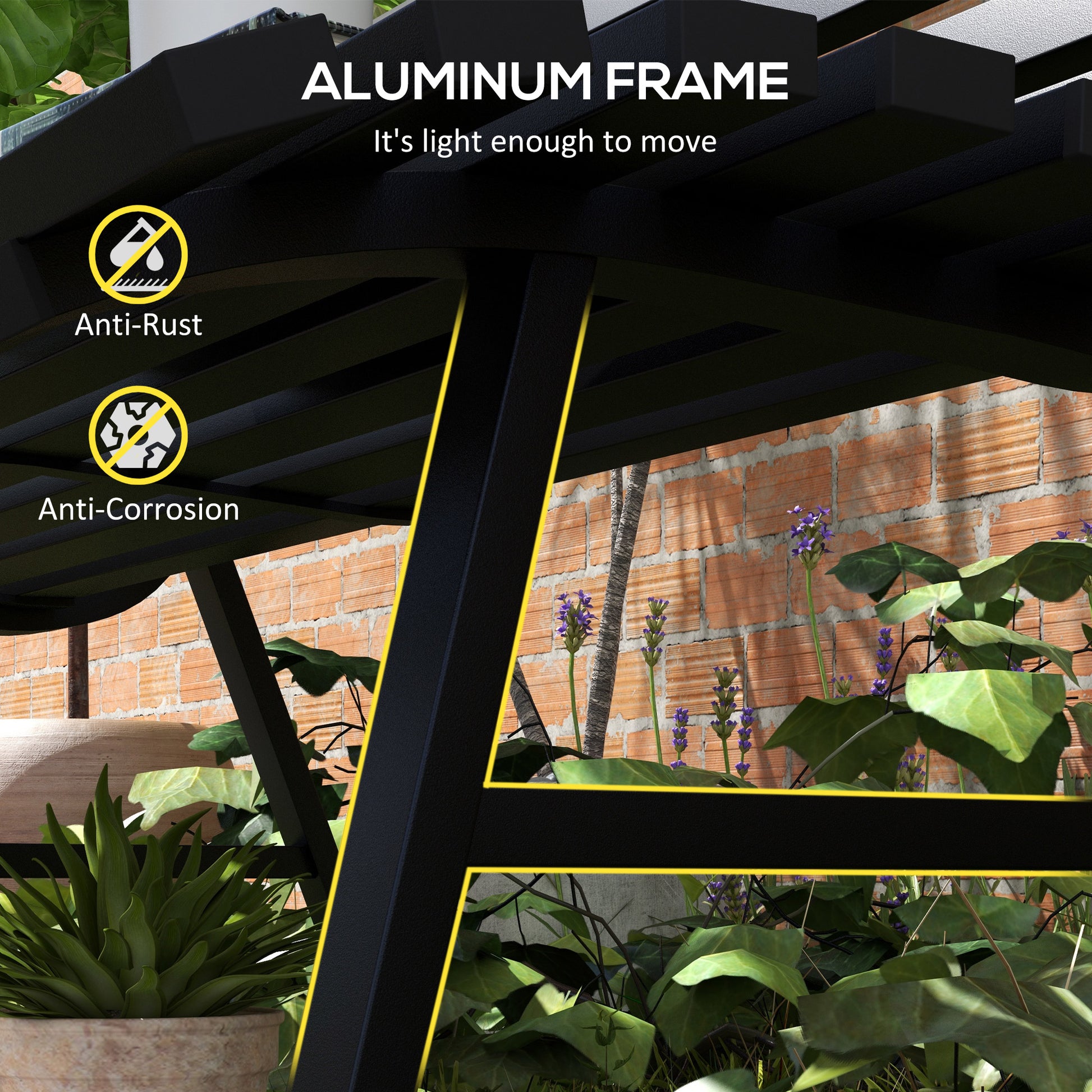 Outsunny 48.5" Garden Bench, Outdoor Patio Bench, Lightweight Aluminum Park Bench With Slatted Seat For Lawn, Park, Deck, Black Black Aluminum