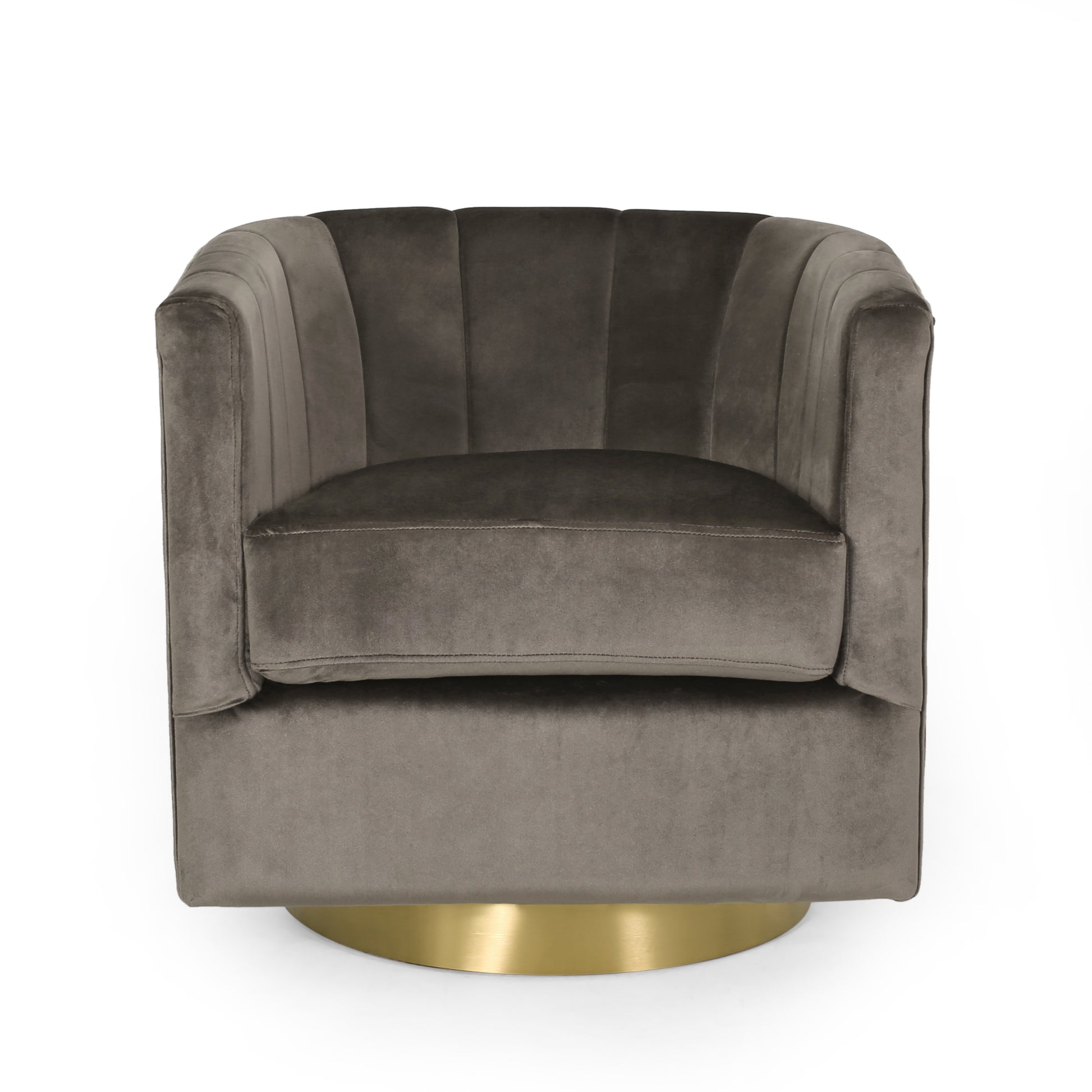 Swivel Arm Chair Grey Velvet