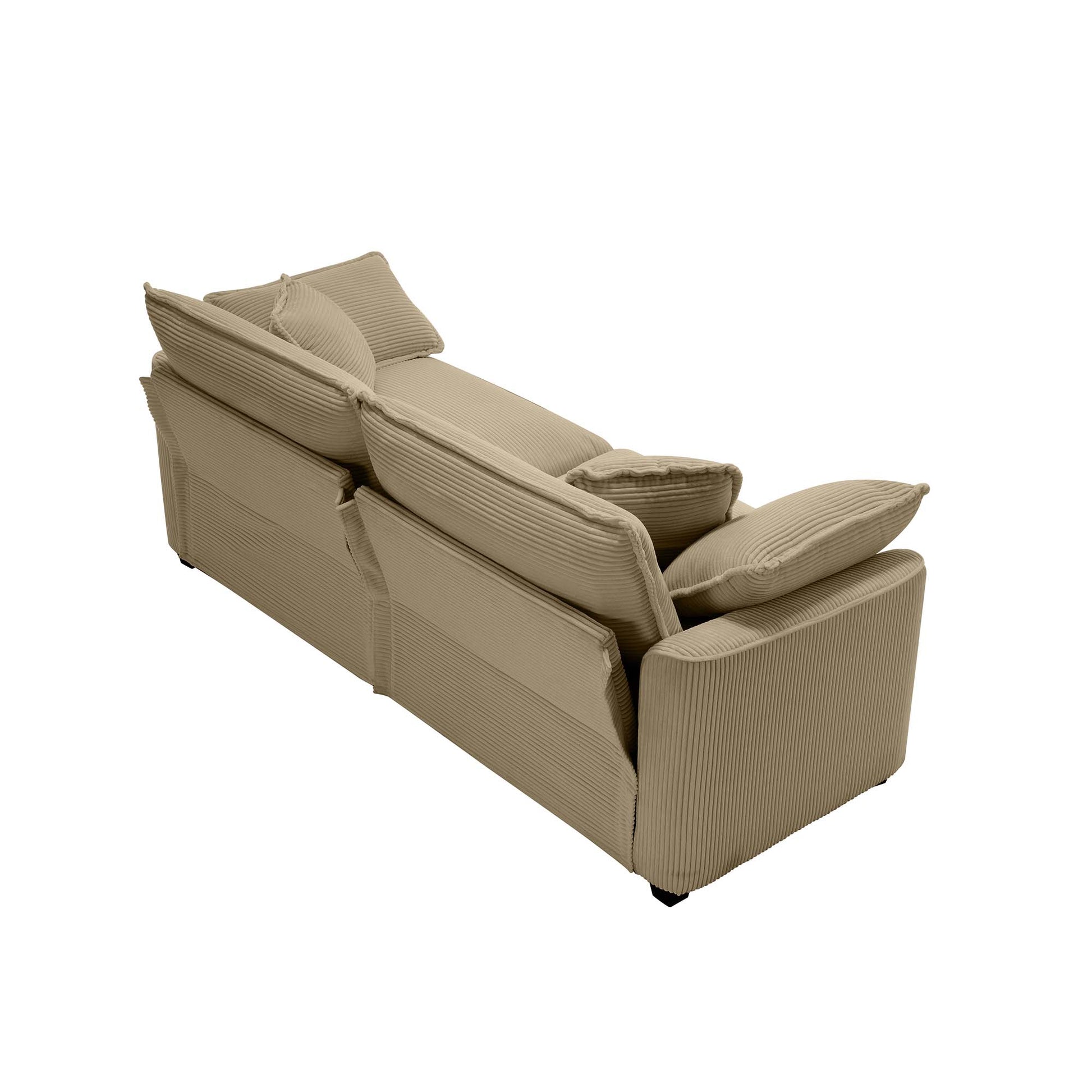 Modern Fabric Living Room Sofa Two Piece Set, Two 2 Seater Sofas With 8 Cushion Upholstery Large Deep Seat Recliner, Tan Corduroy Fabric Tan Corduroy 4 Seat