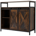 Homcom Industrial Sideboard Buffet Cabinet, Kitchen Cabinet With Sliding Barn Doors, Coffee Bar Cabinet With Stemware Racks, Drawer And Adjustable Shelves, Rustic Brown Rustic Brown Mdf Steel
