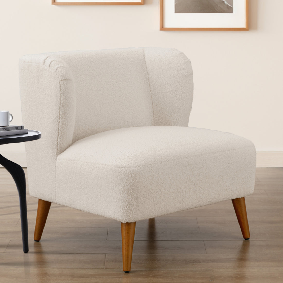 Veda Boucle Accent Chair Milky White White Foam Boucle
