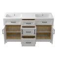 Solid Wood 60 Inch Bathroom Vanity With Double Sink Combo, Modern Vanity Cabinet With 4 Soft Closing Doors & 3 Full Extension Dovetail Drawers White 3 White 4 4 48 In & Above 32 To 35 In Soft Close Doors Bathroom Freestanding Luxury,Modern 20 25 Inches