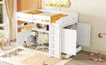 Full Size Wooden Loft Bed With Wardrobe, Desk, Drawers, Shelves, White Full White Plywood
