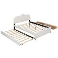 Queen Size Upholstered Platform Bed With Multi Functional Headboard, Trundle And 2 Drawers, White Box Spring Not Required Queen White Wood Bedroom Upholstered