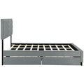 Queen Size Upholstered Platform Bed With Twill Headboard, Pullout Bed And Two Drawers, Flannel,Gray Queen Gray Mdf Lvl