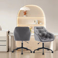 Elegent Velvet Office Chair With Wheels, Makeup Vanity Chair Height Adjustable For Teens Women Girls, Comfy Swivel Modern Leisure Armchair For Home Office, Bedroom, Study And Vanity. Gray Gray Primary Living Space Luxury,Modern Foam Iron