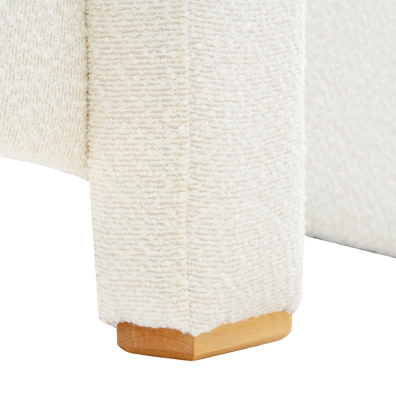 Mirod Sleek Right Angle Armrests, Ergonomic Lumbar Support, Square Wooden Block Legs, Inclined Seat For Comfort, Artistic Statement Piece For Living Room,Bedroom And Study White Boucle