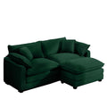 Corduroy Two Seater Sofa With 1 Footrest, L Shaped 2 Seater Sofa With Ottoman For Small Living Spaces, Green Corduroy Sofa Green Corduroy 2 Seat