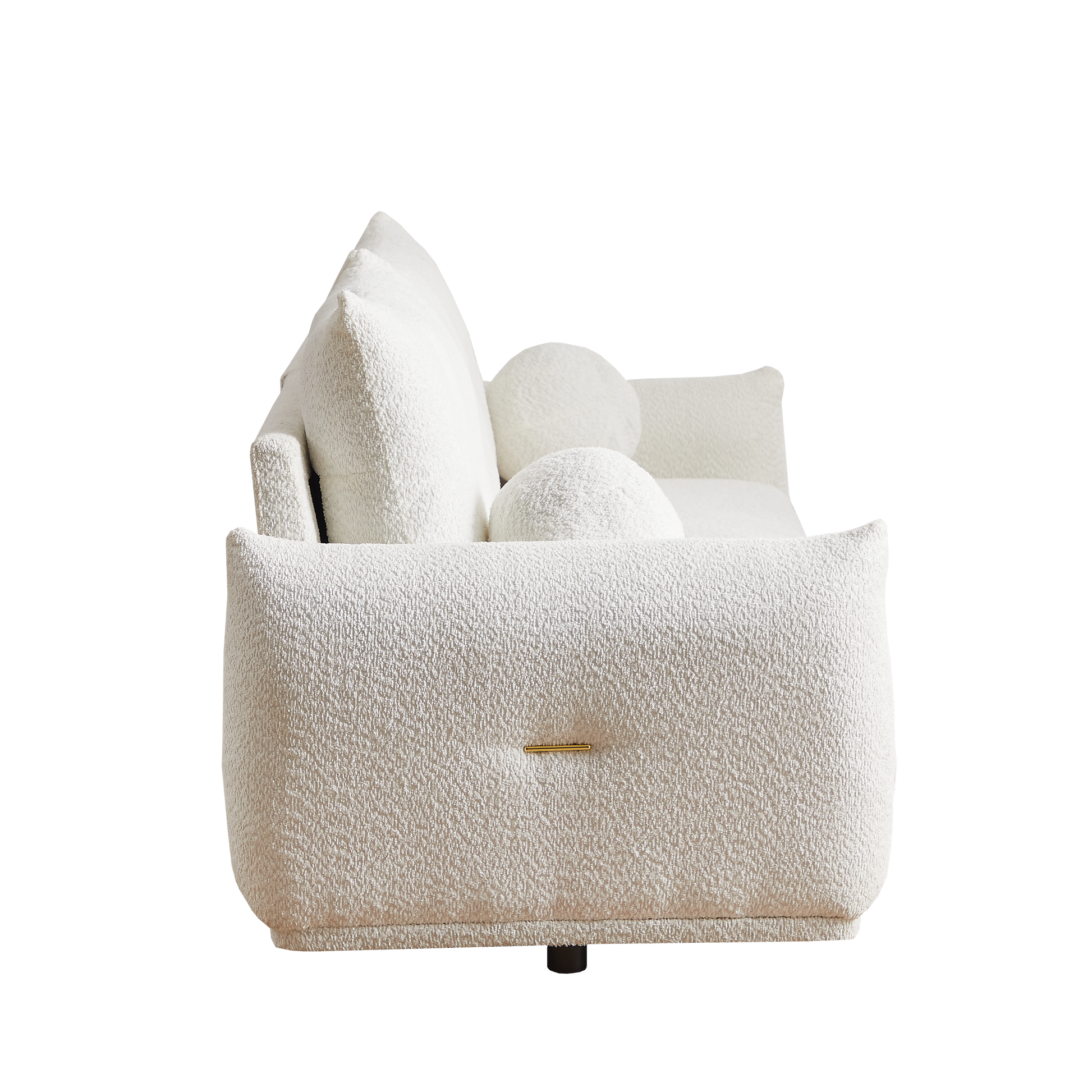 Lamb'S Wool 2 Seater Cushion Sofa 90'' Comfortable Sofa For Living Room Bedroom And Other Casual Spaces Lamb'S Wool Sofa With 2 Cushions And 2 Ball Pillows. Beige Two Sets Beige Foam Fabric 4 Seat