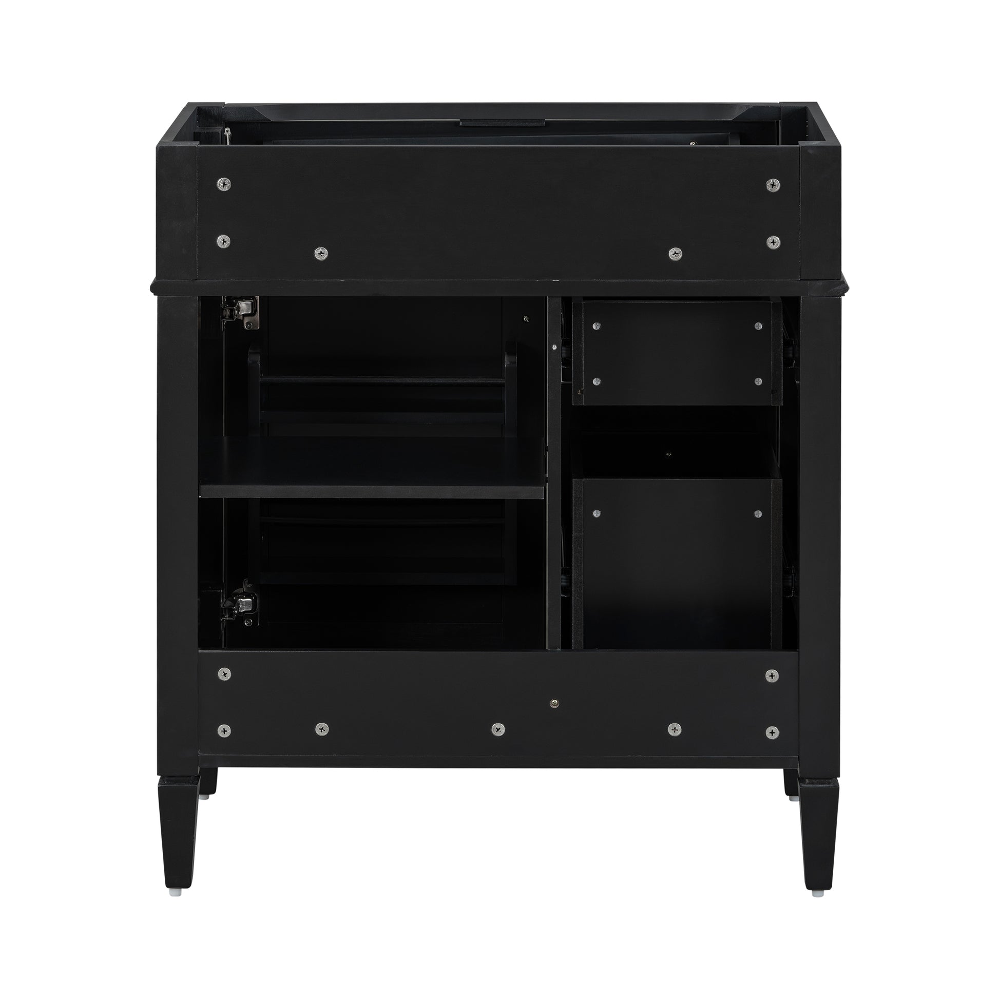30'' Bathroom Vanity Without Top Sink, Modern Bathroom Storage Cabinet With 2 Drawers And A Tip Out Drawer Not Include Basin Black Bathroom Solid Wood Mdf