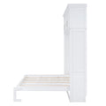 Full Size Murphy Bed Wall Bed With Top Cabinets,White Full White Plywood