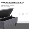 Homcom Storage Ottoman, Linen Fabric Button Tufted Storage Bench With Soft Close Lid For Living Room, Entryway Or Bedroom, Dark Heather Grey Grey Fabric