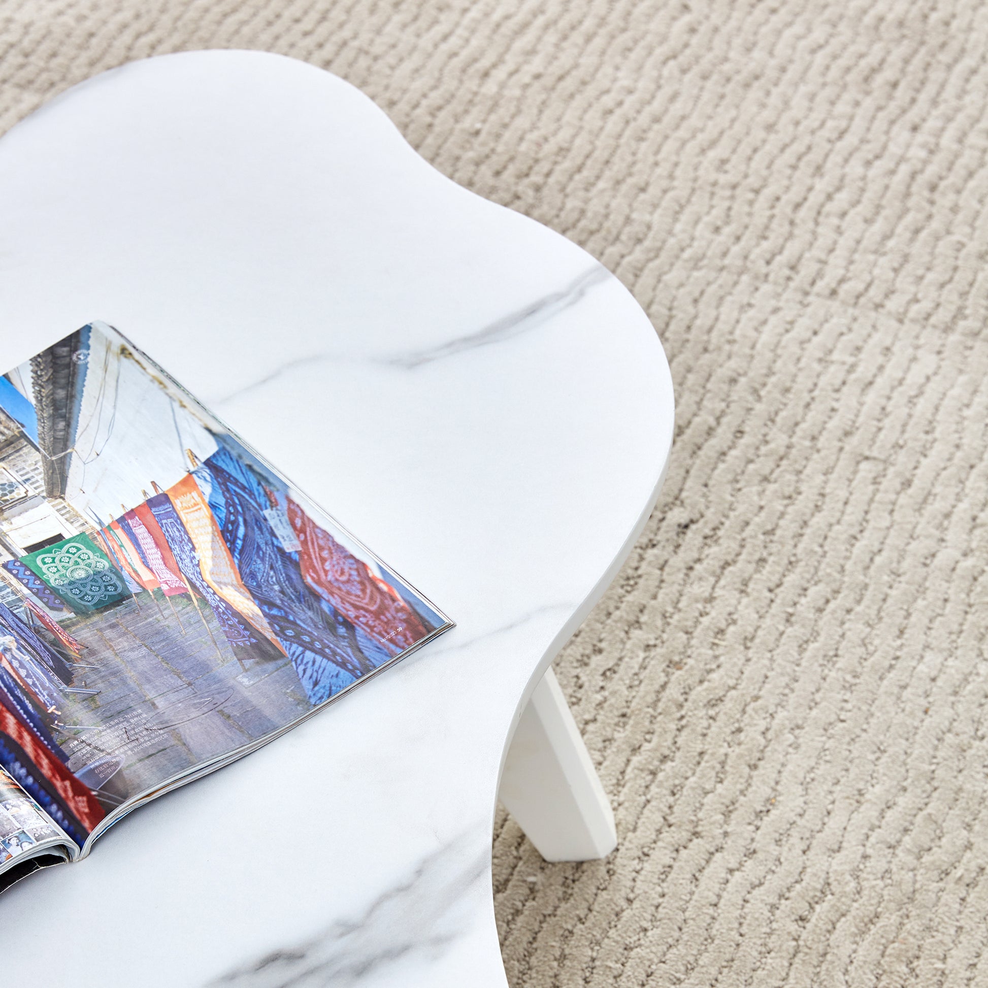 Modern Minimalist White Table Top. Cloud Shape Gives You A Experience, Computer Desk. The Game Table. Suitable For Dining And Living Rooms. White Mdf