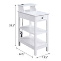 White 3 Shelf Side Table With Usb Charging Dock White White Primary Living Space Drawers Rectangular Wood