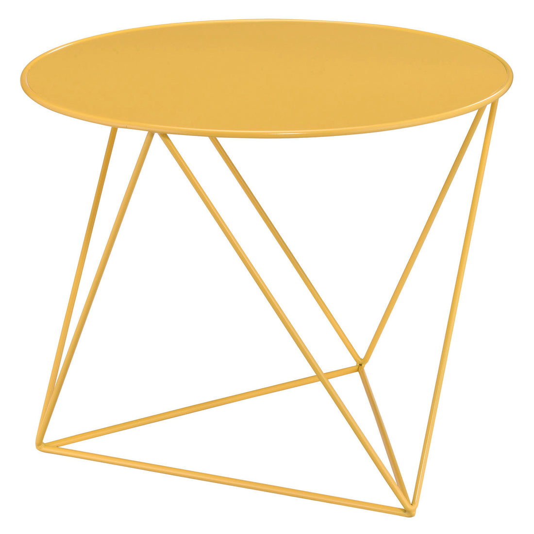 Yellow Geometric Metal Base Accent Table Yellow Primary Living Space Round Metal Sled