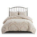 3 Piece Tufted Cotton Chenille Da Comforter Set Taupe Full Queen Full Taupe Polyester