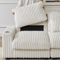 128 Inch Corduroy With Cup Holder Super Large L Shaped Sofa, Movable Footrest, Four Waist Pillows And Four Back Cushion, With Usb Port And T Pyce Port Beige Corduroy 3 Seat