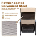 Adjustable Patio Recliner Chair Metal Outdoor Lounge Chair With Flip Table Push Back, Adjustable Angle, 6.8'' Removable Cushions, Support 350Lbs, Beige Yes Beige Garden & Outdoor Metal