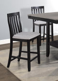 2Pc Black Light Gray Counter Height Chair Slat Back Wooden Dining Room Furniture Gray Dining Room Contemporary,Modern Bar Stools Slat Back Set Of 2 Wood