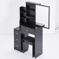 Small Size Left Bedside Cabinet Vanity Table Cushioned Stool, Extra Large Sliding Mirror, Multi Layer, High Capacity Storage Fashionable Dresser, Suitable For Small Space, Epa,Gcc,Ul Certificate