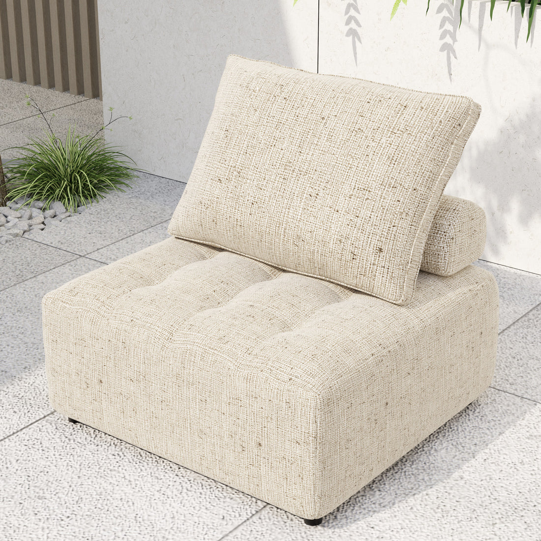 Outdoor Modular Sofa, With Aluminum Structure, Support Cushion And Back Cushion Cover Removable, Fade Resistant, Waterproof Sofa Cover Included,Light Brown The Ratebased On A Single Piece Light Brown Aluminium