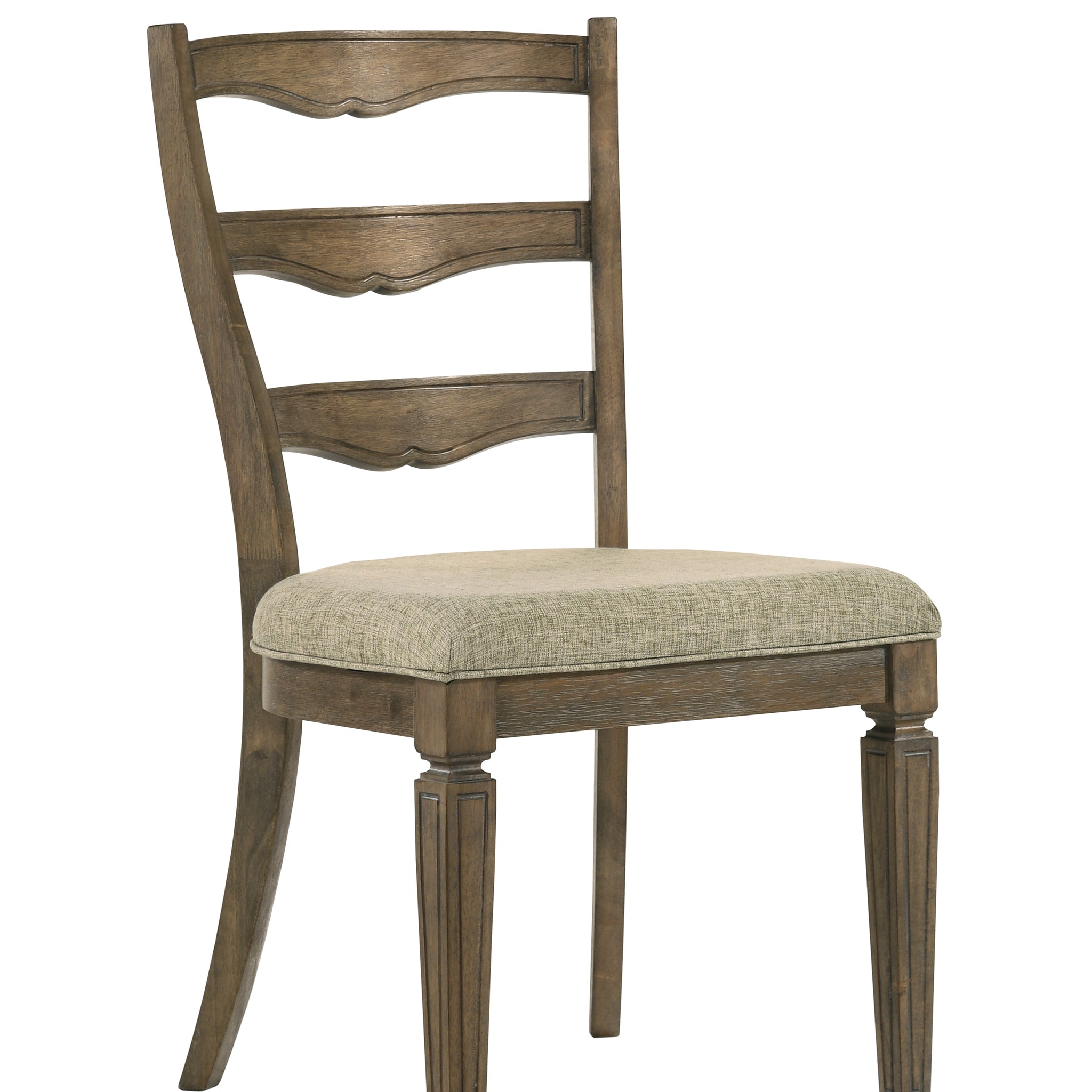 Parfield Light Brown Fabric & Weathered Oak Finish Side Chair Set Of 2 Light Brown,Oak Fabric,Synthetic Wood