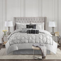 7 Piece Tufted Comforter Set Grey Full Full Grey Polyester