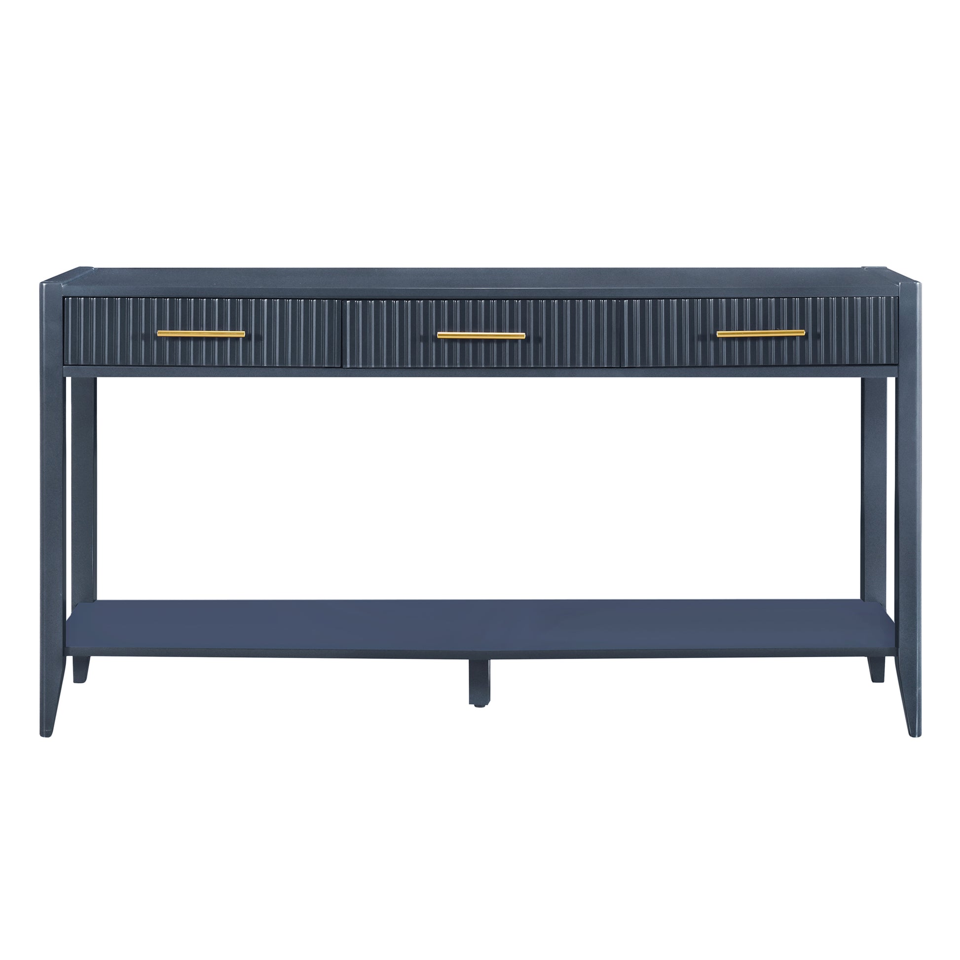 High Quality Entryway Console Table With Vertical Stripe Drawers, Long Legs,Suitable For Entryway, Hallway, Living Room, Foyer, Corridor Navy Blue Primary Living Space American Design Mdf