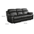 Leather Reclining Sofa With Center Drop Down Cup Holder, Black Black Leather