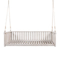 Patio Minimalist Twin Size Garden Swing Bed Wood Porch Swing With Ropes For Backyard, Safe Sloped Design, White White Weather Resistant Frame Garden & Outdoor Minimalist 2 Person Seating Group