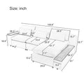 L Shaped Modular Sectional Sofa With Removable Back Cushions,3 Pillows And 2 Storage Spaces,Suitable For Living Rooms,Offices And Apartments Beige Polyester 3 Seat