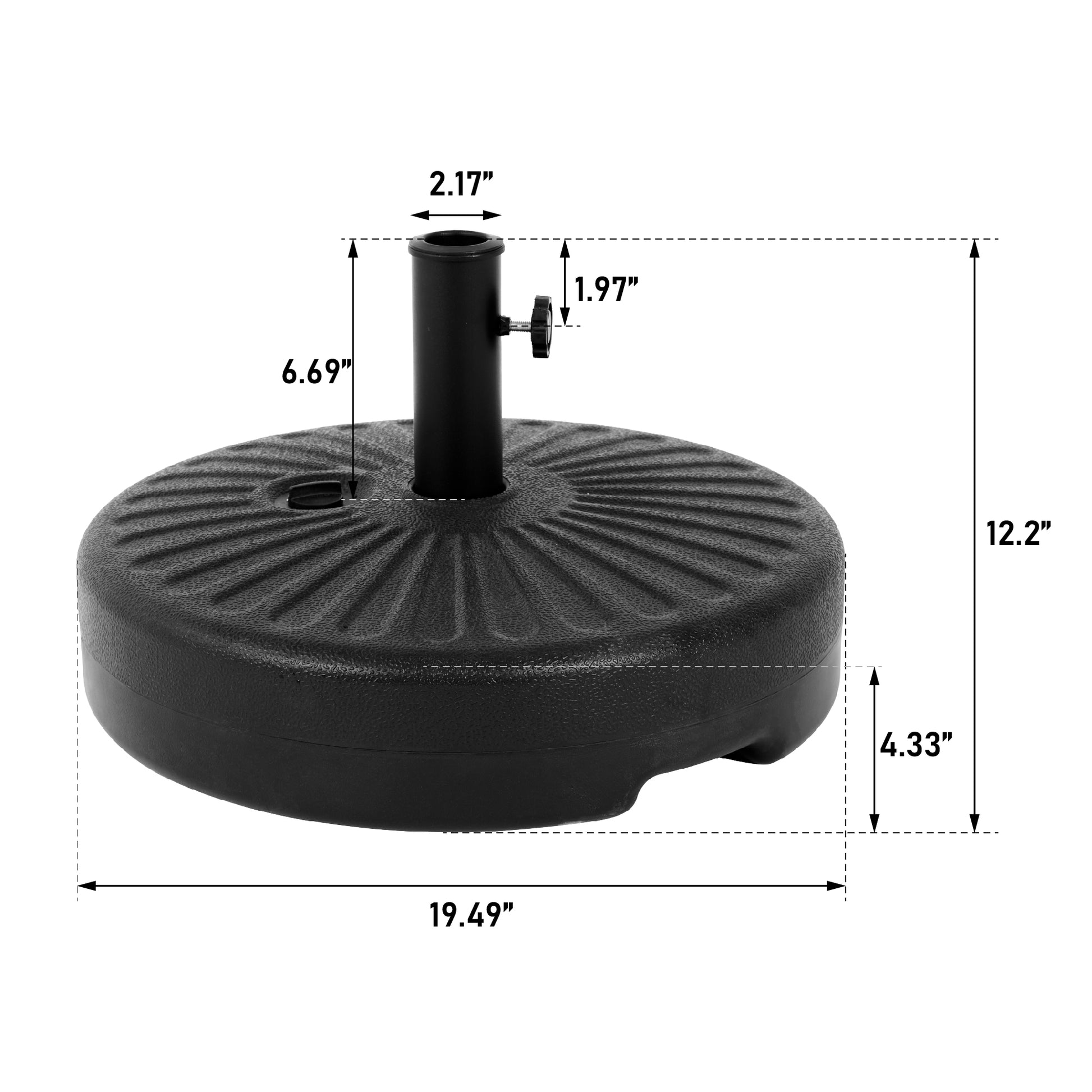 Umbrella Base Black Plastic
