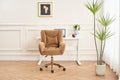 005 Velvet Fabric 360 Swivel Home Office Chair With Gold Metal Base And Universal Wheels,Coffee Solid Coffee Office Sponge Wipe Clean Modern Office Chairs Tufted Back Foam Swivel Velvet