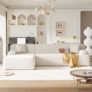 Modern Large L Shape Modular Sectional Sofa For Living Room, Bedroom, Salon, 2 Piece Free Combination, Simplified Style Old Sku:Wy000356Aaa Beige Polyester 3 Seat
