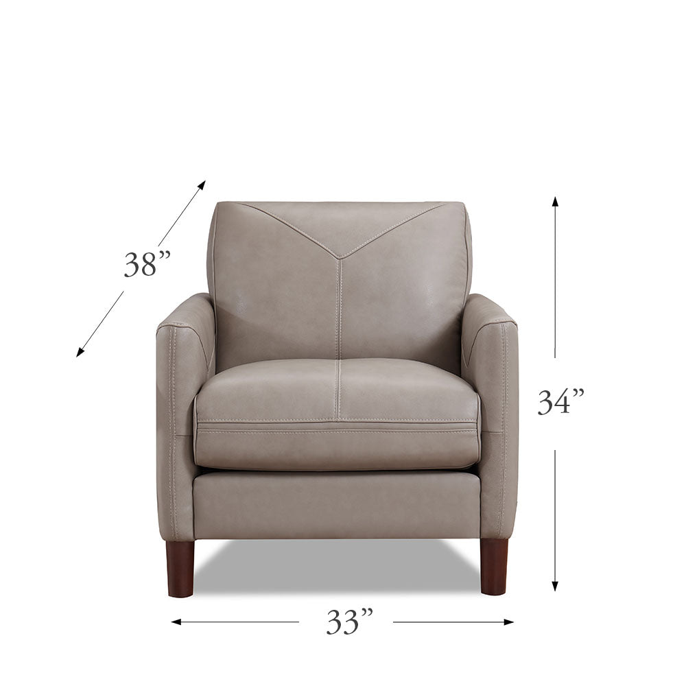 Yorkdale Leather Chair Stone Gray Down Filling Genuine Leather