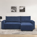 Modular Corduroy Upholstered 3 Seater Sofa Bed With Storage For Home Apartment Office Living Room, Free Combination, L Shapedblue Blue Wood Primary Living Space Medium Soft Pillow Back Eucalyptus Square Arms Foam Corduroy 3 Seat