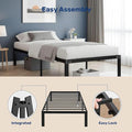 Twin Size Bed Frame, 14 Inch Platform Bed No Box Spring Needed, Sturdy Metal Bed Frame Twin Size, Storage Space Under The Bed Heavy Duty Frame Bed, Black Black Metal