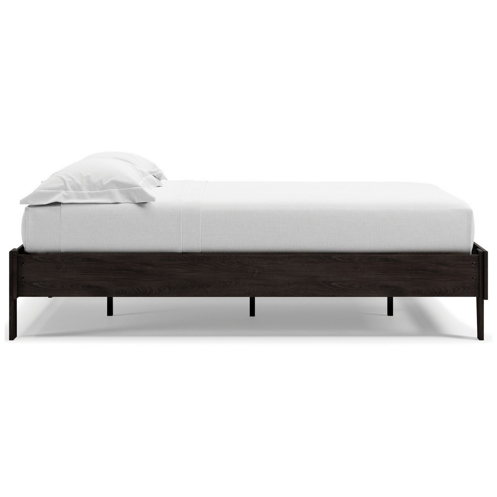 Asher Full Sized Platform Bed, Sleek Modern Silhouette, Charcoal Wood Frame Full Charcoal Mdf