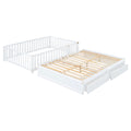 Full Size Wood Daybed With Fence Guardrails And 2 Drawers, Split Into Independent Floor Bed & Daybed, White Old Sku :Lp000882Aak Full White Solid Wood Mdf