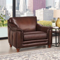 Belfast Top Grain Leather Chair Brown Primary Living Space Mid Century Modern Eucalyptus Down Filling Leather