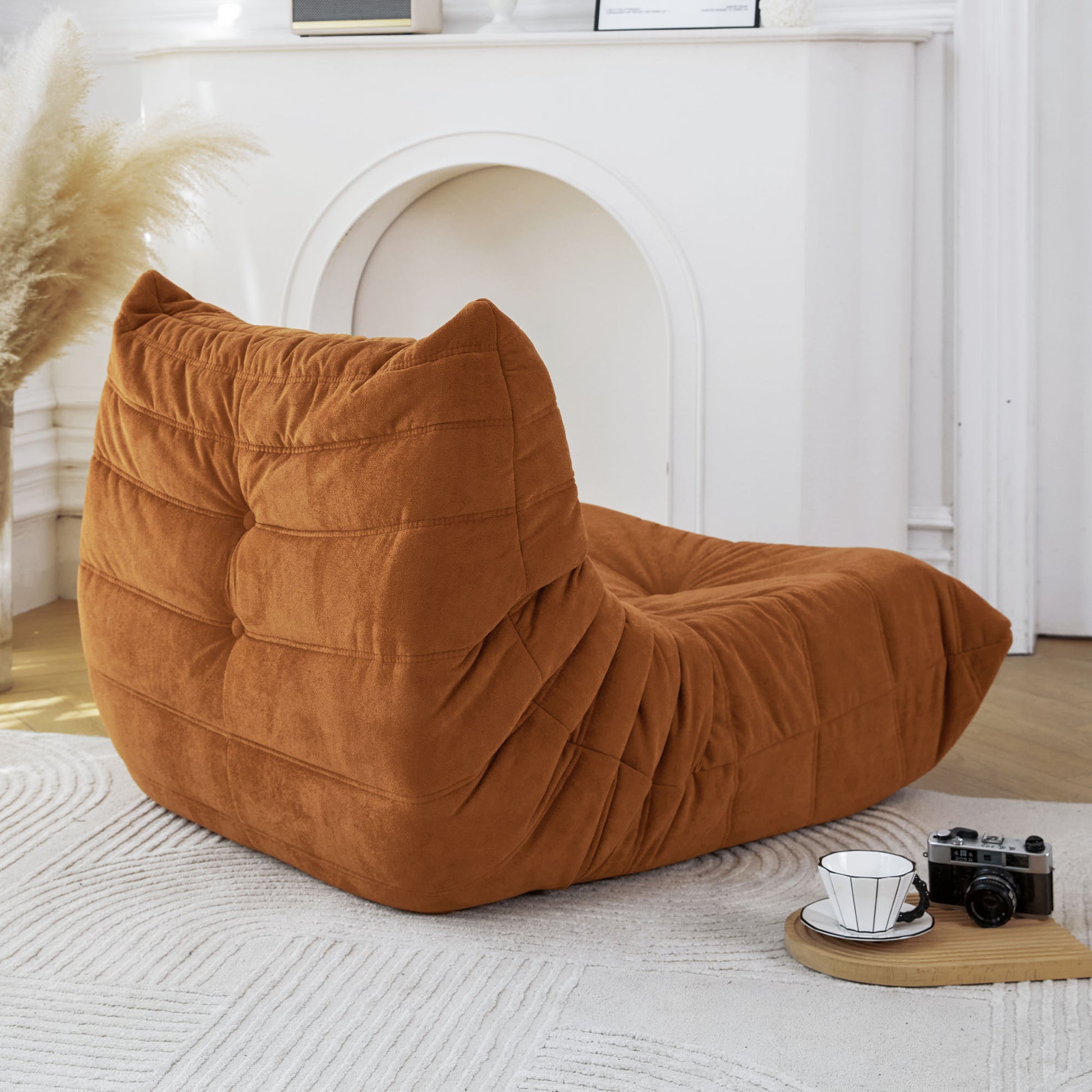 Floor Sofa Bean Bag Chair For Adults Fireside Bean Bag Lounger Memory Foam Chair For Home, Office, Apartment Or Gaming Venue Caramel Polyester Primary Living Space Firm Art Deco Armless Foam Polyester Blend