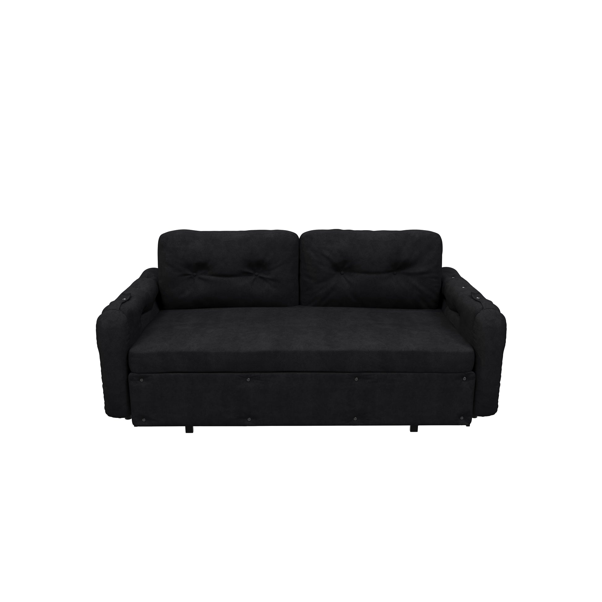 66.2" Queen Pull Out Sofa Bed, Hydraulic System Convertible Sleeper Sofa With Storage And 2 Soft Pillows, Tufted Button Upholstered Couch,Multi Functional Velvet Loveseat Bed,Black Black Velvet 2 Seat