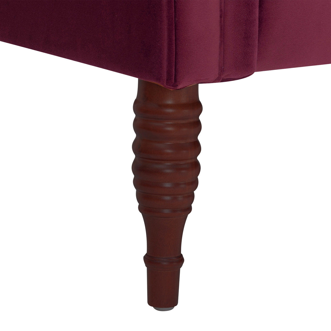 Samuel Tufted Roll Arm Chaise Lounge, Burdy Velvet Burgundy Foam Velvet