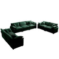 Modern Living Room Sofa 3 Pieces Set, Two 2 Seater Sofas And One 3 Seater Sofas, Upholstery Large Deep Seat Sofa With Sofat Cushion And Pillowss,Green Corduroy Green Corduroy 7 Seat
