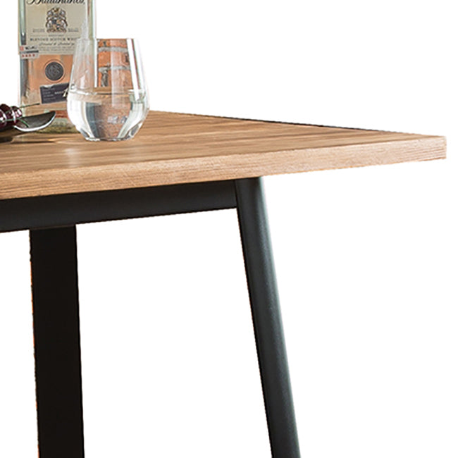 Retro Natural And Black Square Bar Table Natural Black Primary Living Space Modern Pine Rectangular Wood Metal