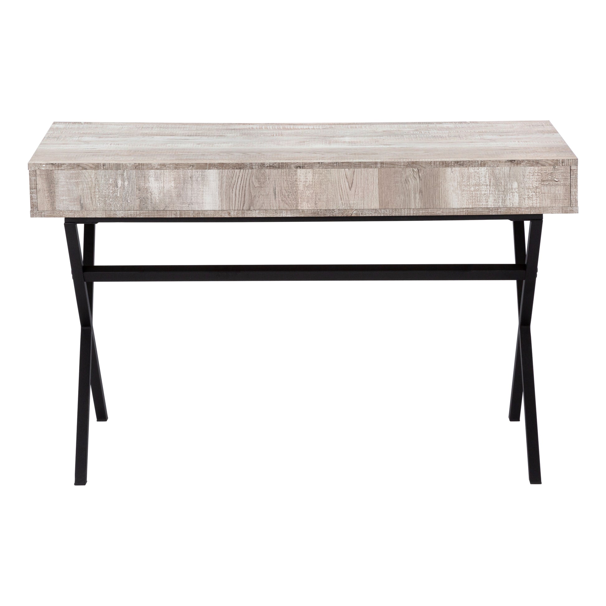 Computer Desk, Home Office, Laptop, Storage Drawers, 48"L, Work, Beige Laminate, Black Metal, Contemporary, Modern Taupe Particle Board