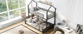 Metal House Bunk Bed, Twin Over Full, Black Full Black Metal
