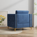 Accent Chair For Living Room Upholstered Arm Chair With Metal Legs Navy Blue Velvet Navy Blue Foam Fabric