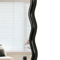 Solid Wood Wavy Square Mirror Black 36