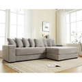 Arrived Oversized Two Piece Couches, L Shaped Sofa, Corduroy, Right Chaise Daybed,With Armrests,Eight Throw Pillows,Corner Sofa,Easy To Assemble, Gray Gray Polyester Wood Primary Living Space Medium Soft Pillow Back Modern Square Arms Wood 3 Seat